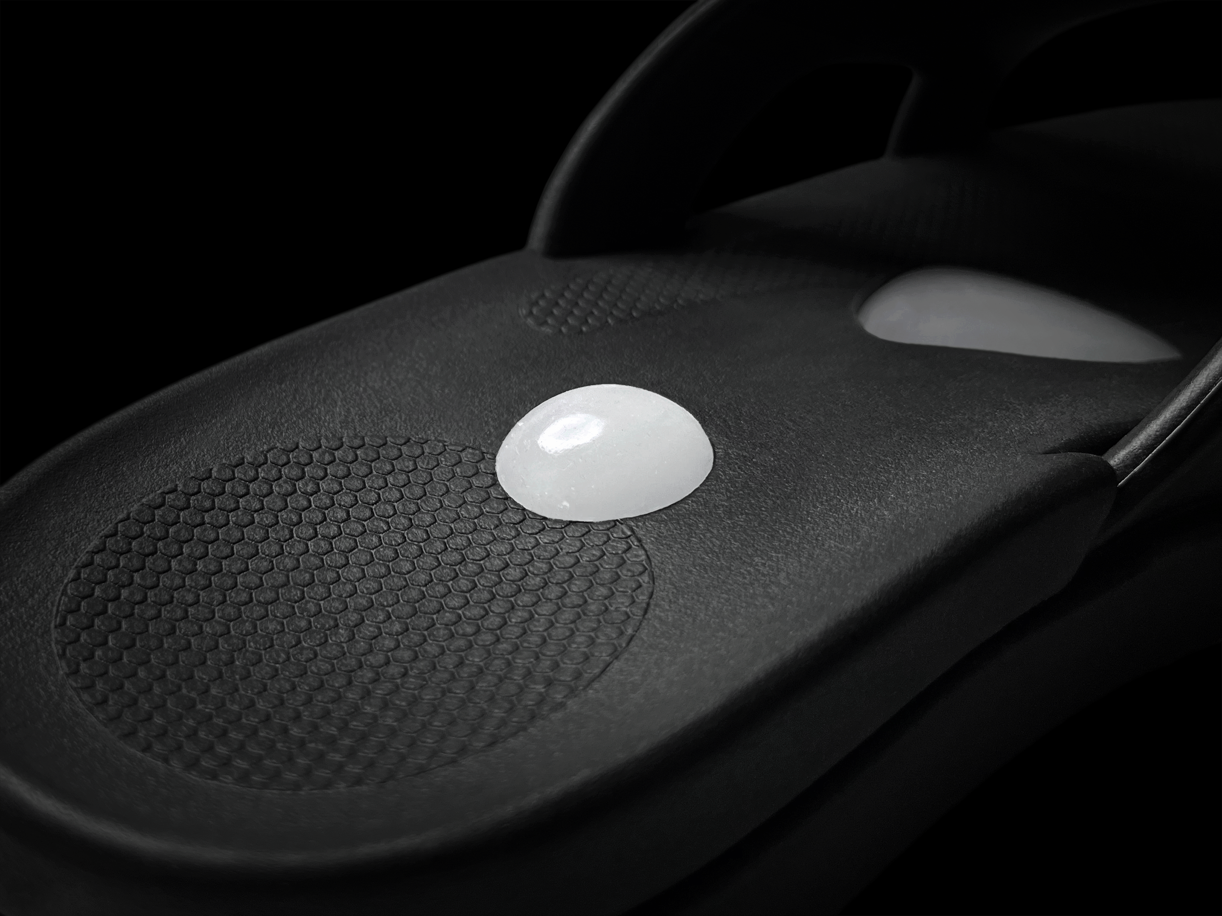 Close-up shot of white heel ball.