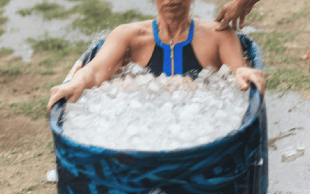 Women Taking Ice Bath