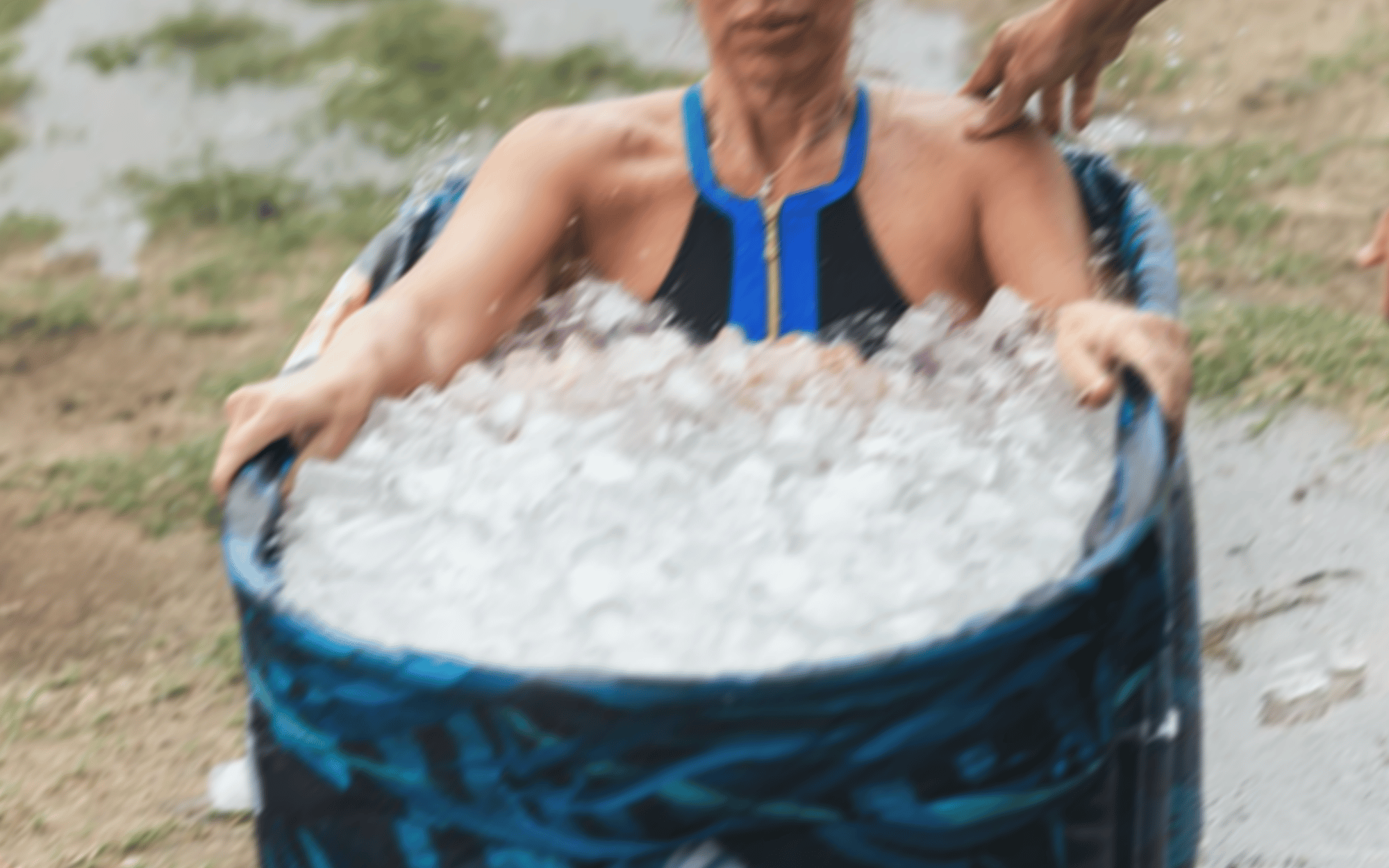 Women Taking Ice Bath