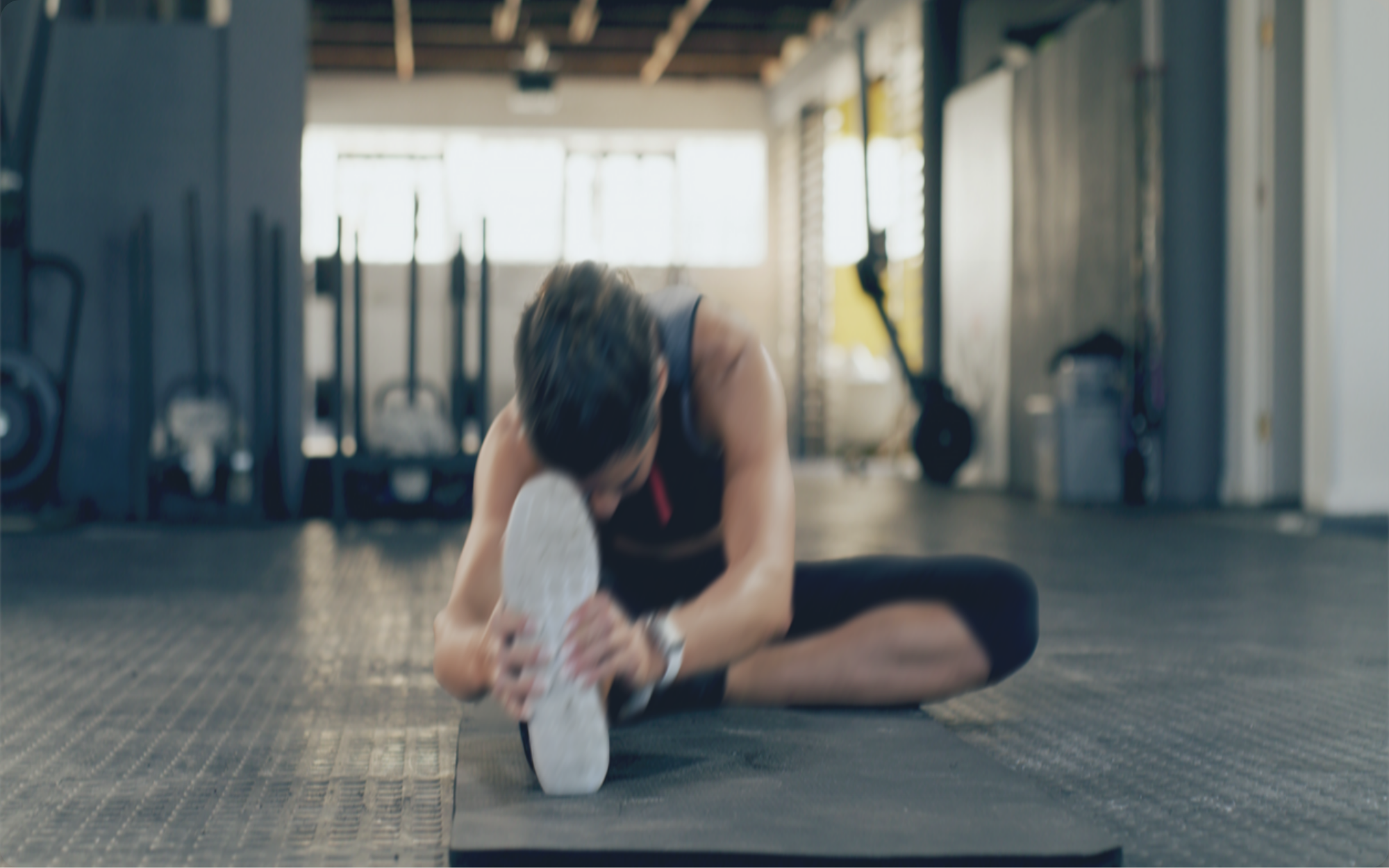 woman stretching her leg