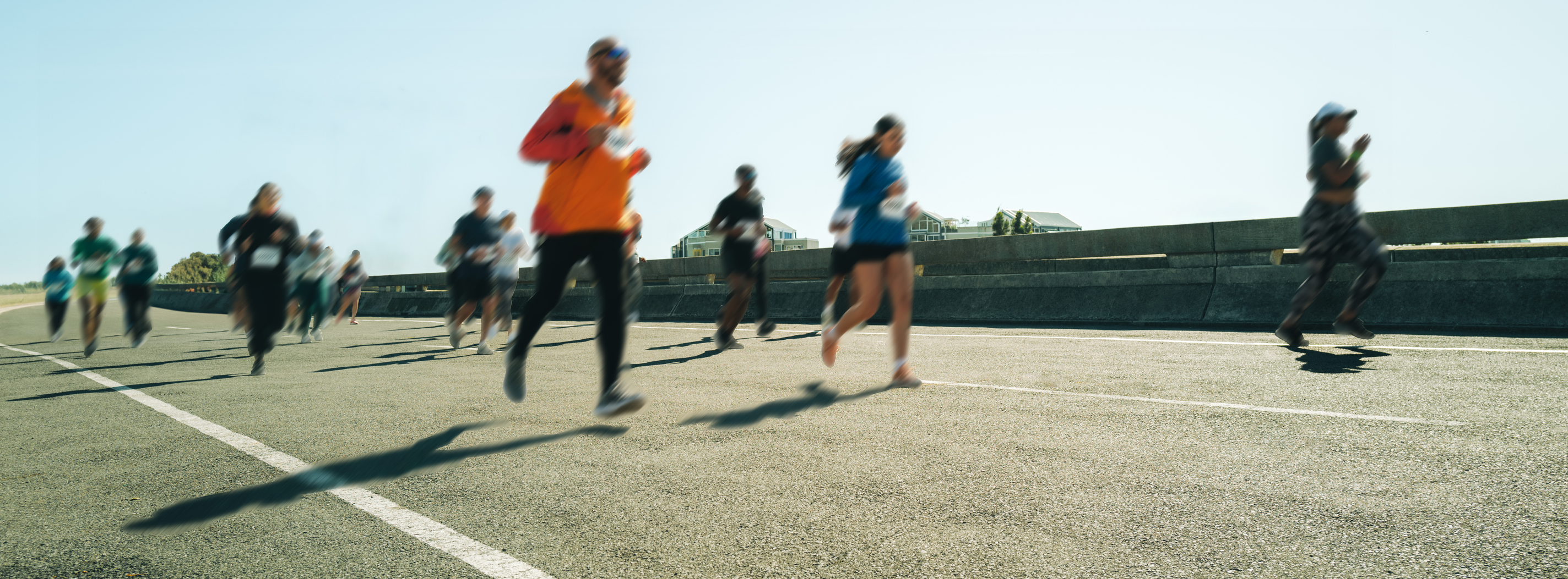 Runners participating in a race on a clear day