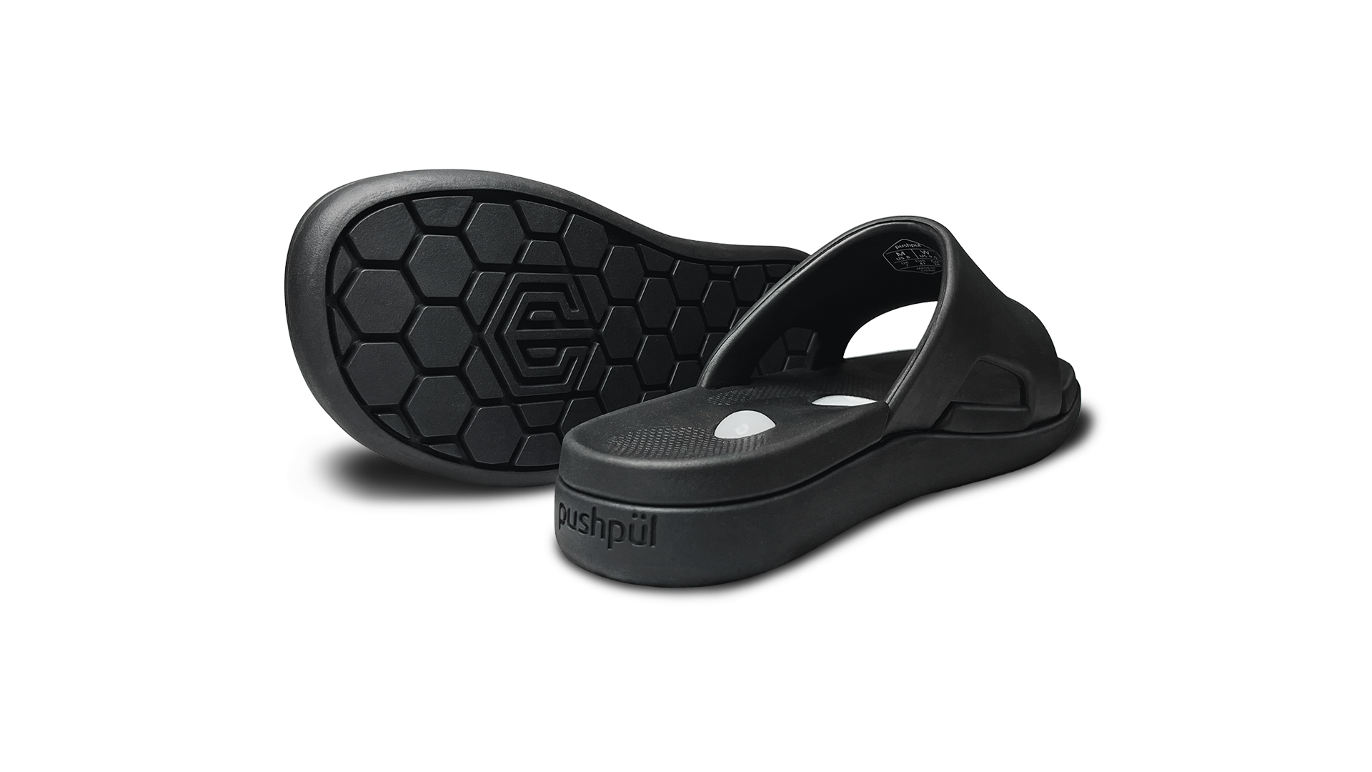 Pair of Flex 3 Fitness Slides, one flipped on its side showing the bottom.